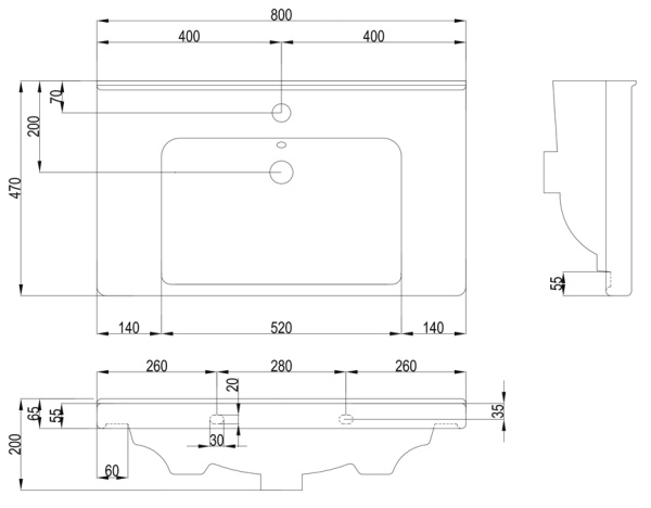 Раковина Bellezza Гармония-80 4660018640207
